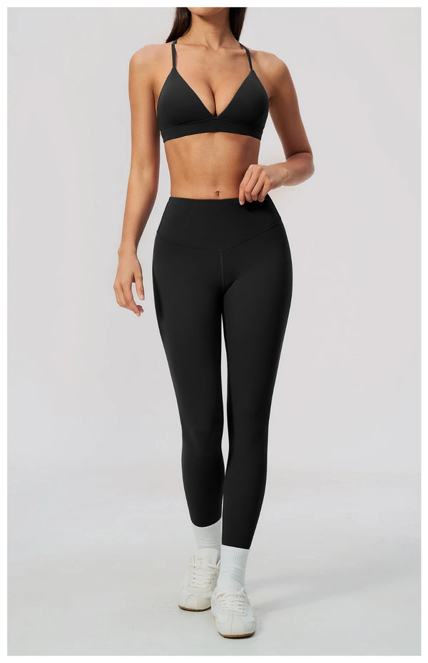 SPARK Women's Brushed V-Neck Cross-Back Yoga Bra ZC8793