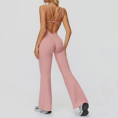 SPARK Butterfly Back Yoga Flared Jumpsuit For Women ZC9506