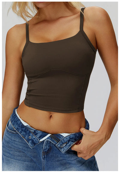 Women's tank top for yoga and running in coffee