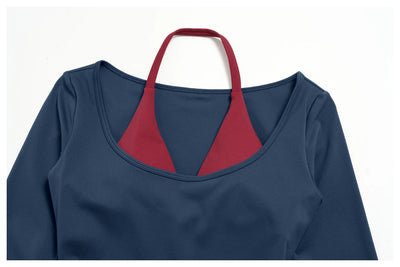 SPARK Women’s Color Block Halter Yoga Long Sleeve Top ZC2585