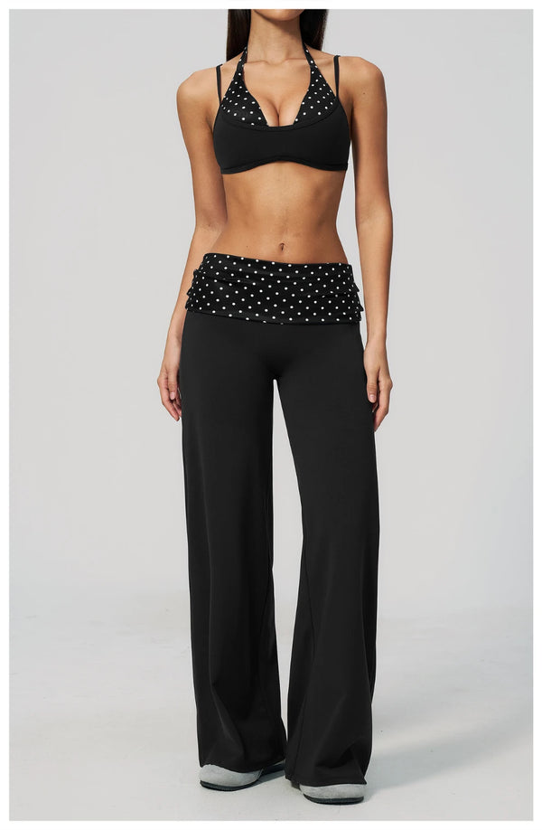 SPARK Retro Polka Dot Fold-Over Yoga Pants ZC4549