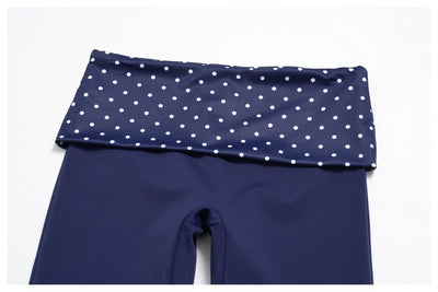 SPARK New Brushed Retro Polka Dot Fold-Over Yoga Capri ZC4549