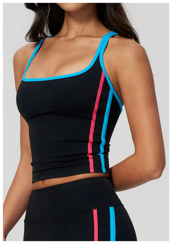 SPARK Women’s Color-Block Crossover Backless Workout Tank Top ZC2578