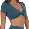SPARK Summer Pleated V-neck Yoga Short SleeveZC3092