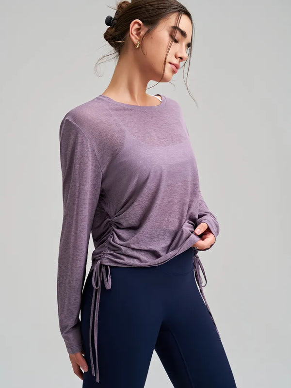 SPARK New Women's Yoga Fitness Smock with Side Drawstring RQ7410