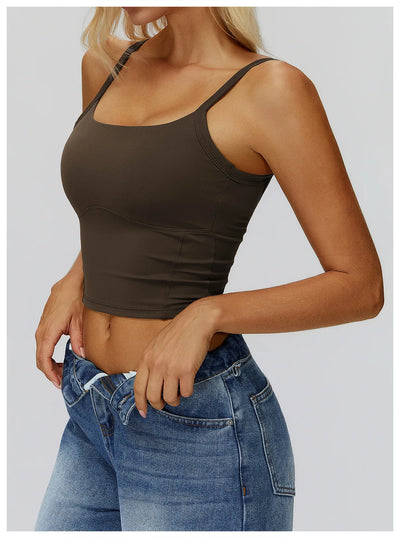 Women's tank top for yoga and running in coffee