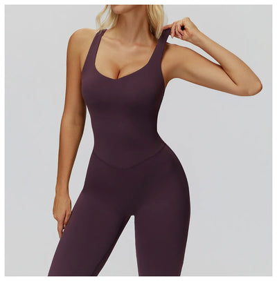 SPARK Butterfly Back Yoga Flared Jumpsuit For Women ZC9506