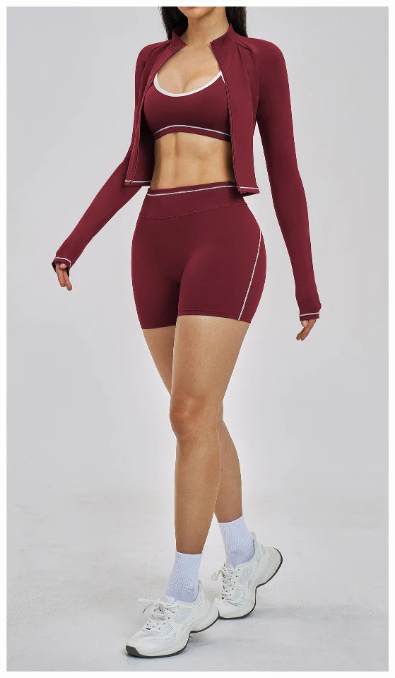 SPARK Women's Contrast Color Brushed Yoga Jacket ZC3562
