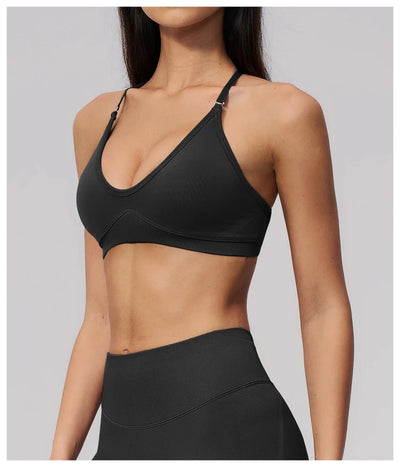 SPARK Seamless Ribbed 3-Way Convertible Yoga Sports Bra ZC3597