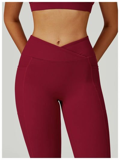 SPARK Cross High Waist Yoga Pants With Pockets For Women ZC2030