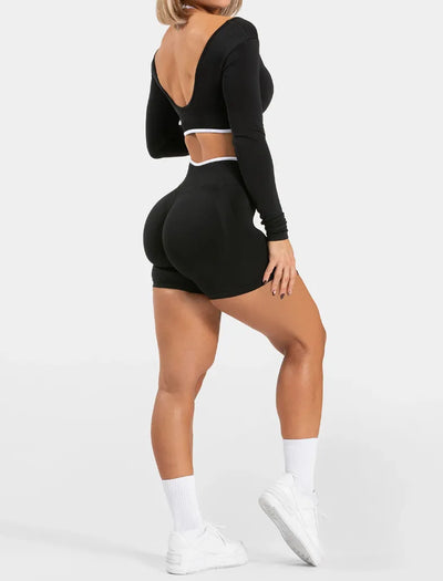 SPARK Fake Two Pieces Fitness Cropped Top RXW3006