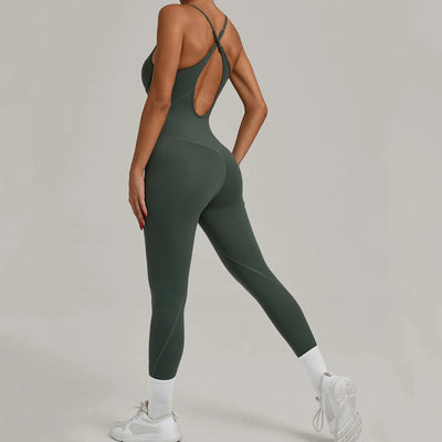 SPARK Cross Adjustable Shoulder Straps Fitness Jumpsuit QS0012