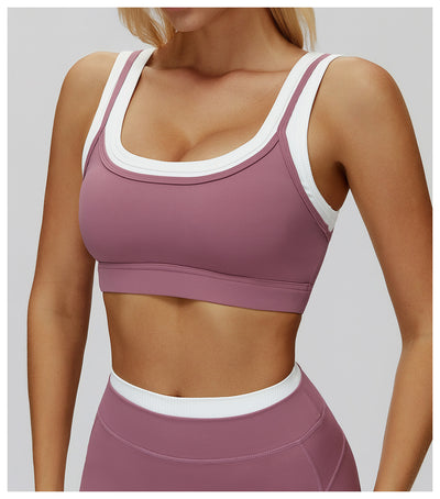 SPARK Fake Two-Piece Yoga Sports Bra with Ribbed Design ZC3129