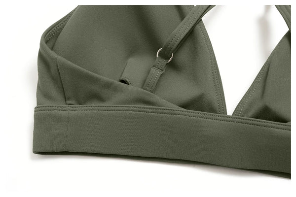 SPARK Women's Brushed V-Neck Cross-Back Yoga Bra ZC8793