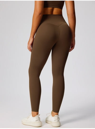1SPARK Sexy Gym Fitness Running Tights for Women in brown back