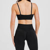 Self-adjusting seamless yoga bra & leggings in black set back