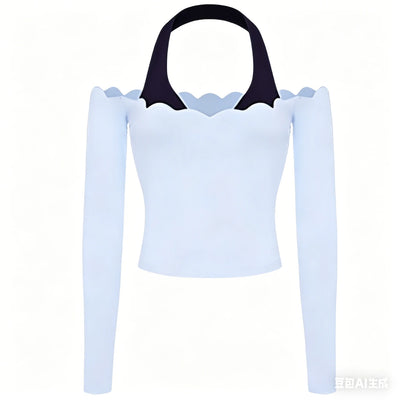 SPARK Fake Two-Piece Color-Block Fitness Yoga Top FNK881301
