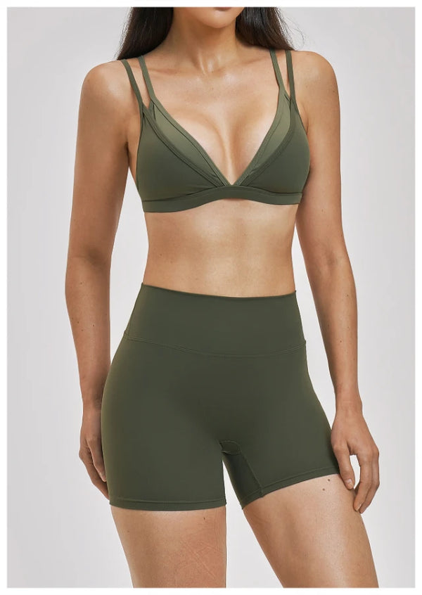 SPARK Women's Double-layer Fake Two-piece Color-Blocking Yoga Bra ZC6116
