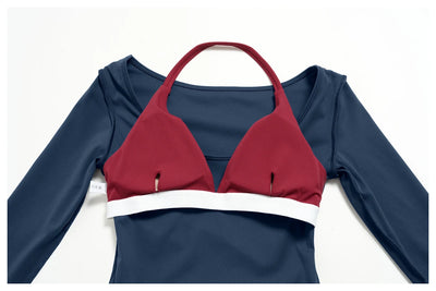 SPARK Women’s Color Block Halter Yoga Long Sleeve Top ZC2585