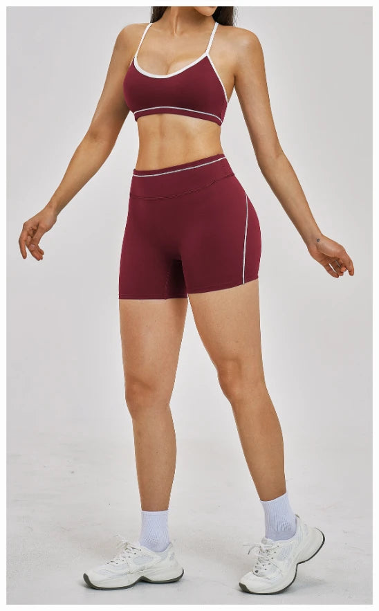 SPARK Women's Contrast Color Spaghetti Straps Yoga Sport Bra ZC3562