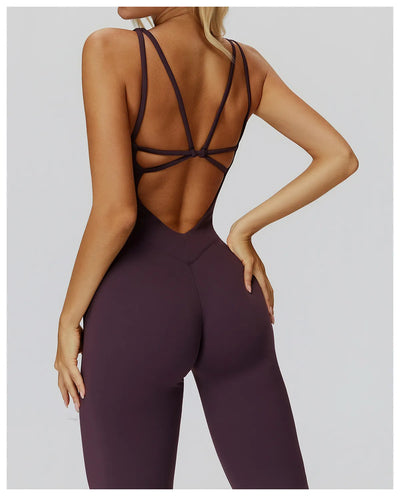 SPARK Butterfly Back Yoga Flared Jumpsuit For Women ZC9506