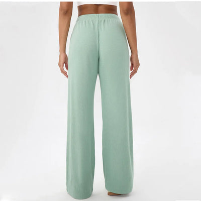 SPARK Women's Waffle Solid Color Wide Leg Pants YEL52569