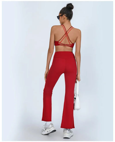 SPARK Color Blocking Criss-cross Back Yoga Two-piece Set PBD70