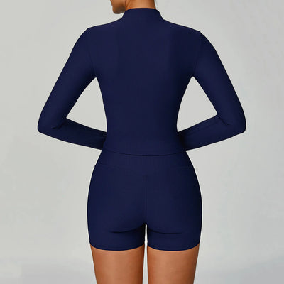 SPARK Ribbed Stand-up Collar Slim Yoga JacketZC3093