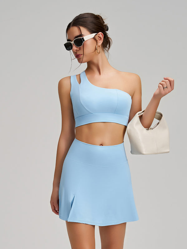 SPARK Patchwork Side Split Yoga Fitness Mini Tennis Skirt RQ635