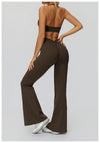 Back Waist Scrunch Flared Pants for Women 
