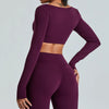 SPARK V Neck Long Sleeve Crop Top-Mulberry