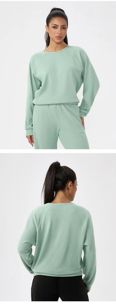 SPARK Women's Waffle Solid Color Sweatshirts YEL52569