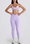 SPARK Contrast Color Twist High Waist Yoga Leggings QY6552