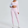 SPARK Seamless Yoga Crop Top Set-Light Pink