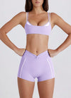 SPARK Contrast Color Twist High Waist Yoga Shorts QY6551