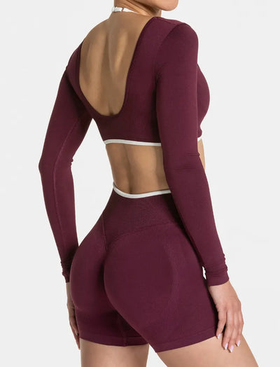 SPARK Fake Two Pieces Fitness Cropped Top RXW3006