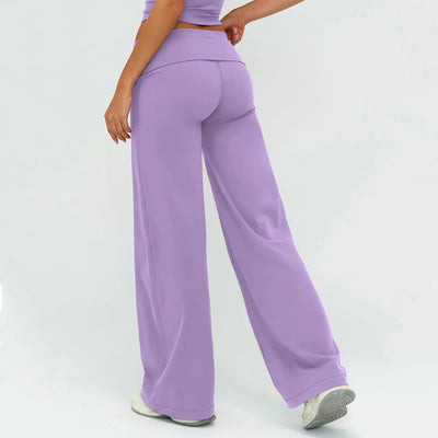 SPARK Women's Folded Waist Yoga Wide Leg Pants ZC5529