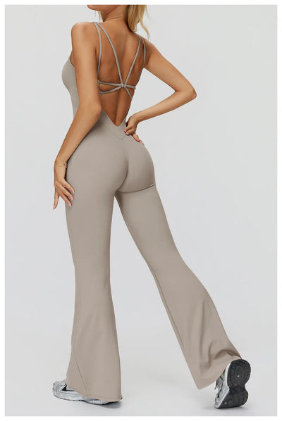 SPARK Butterfly Back Yoga Flared Jumpsuit For Women ZC9506