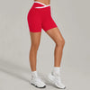 SPARK Color Block Cross Waist Butt Lifting Yoga Shorts TF12197