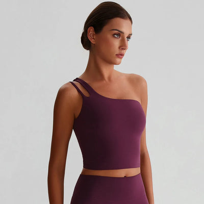 SPARK One-Shoulder Yoga Crop Tank Top LQ8029
