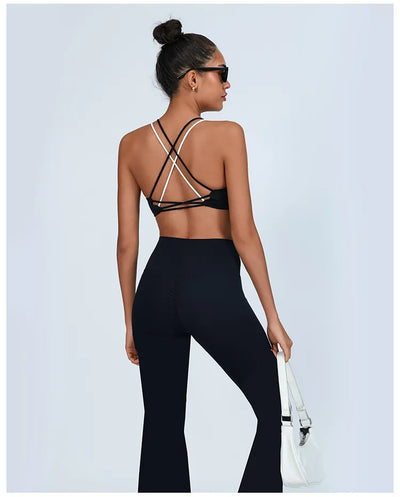 SPARK Color Blocking Criss-cross Back Yoga Two-piece Set PBD70