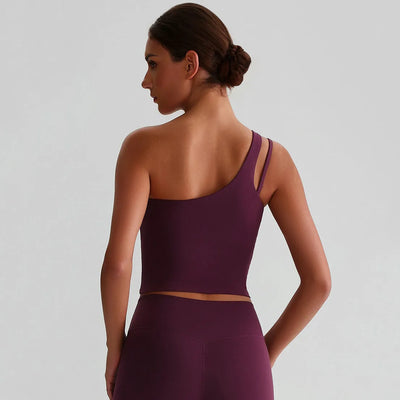 SPARK One-Shoulder Yoga Crop Tank Top LQ8029