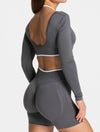 SPARK Fake Two Pieces Fitness Cropped Top RXW3006
