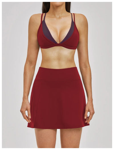 SPARK Women's Double-layer Fake Two-piece Color-Blocking Yoga Bra ZC6116