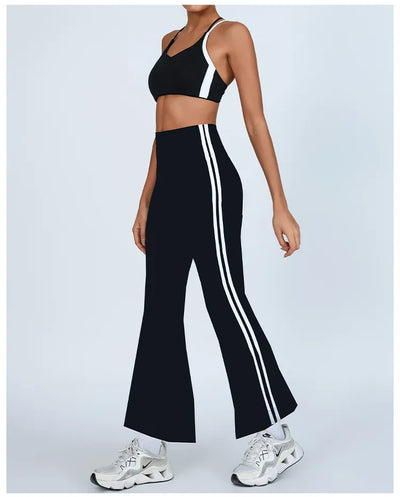 SPARK Color Blocking Criss-cross Back Yoga Two-piece Set PBD70