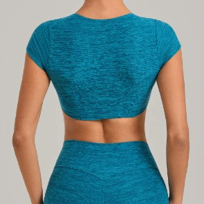 SPARK Women's Special Neck Crop Short-Sleeve Yoga Top QS10265