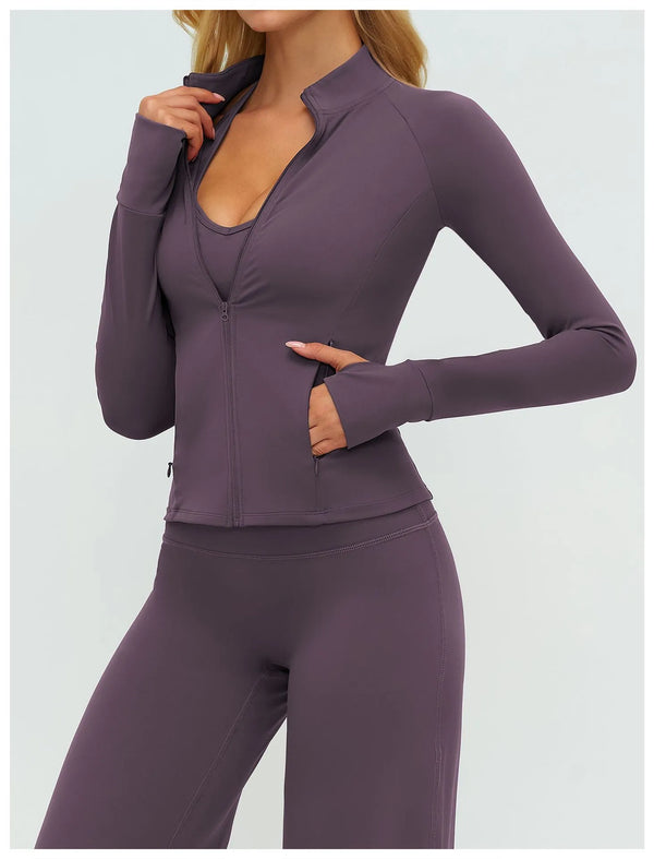 SPARK Yoga Long-sleeved Zip-up Pocket Jacket For Women ZC4510