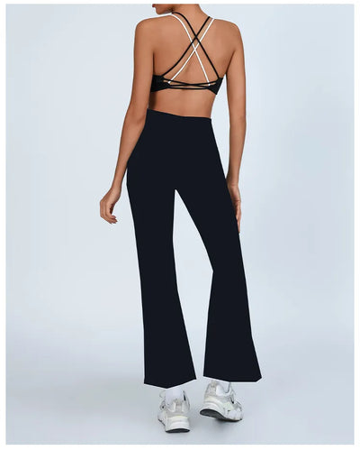 SPARK Color Blocking Criss-cross Back Yoga Two-piece Set PBD70