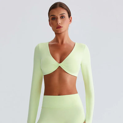 SPARK Twist Deep V Workout Cropped Top LQ8019