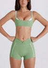 SPARK Contrast Color Twist High Waist Yoga Shorts QY6551